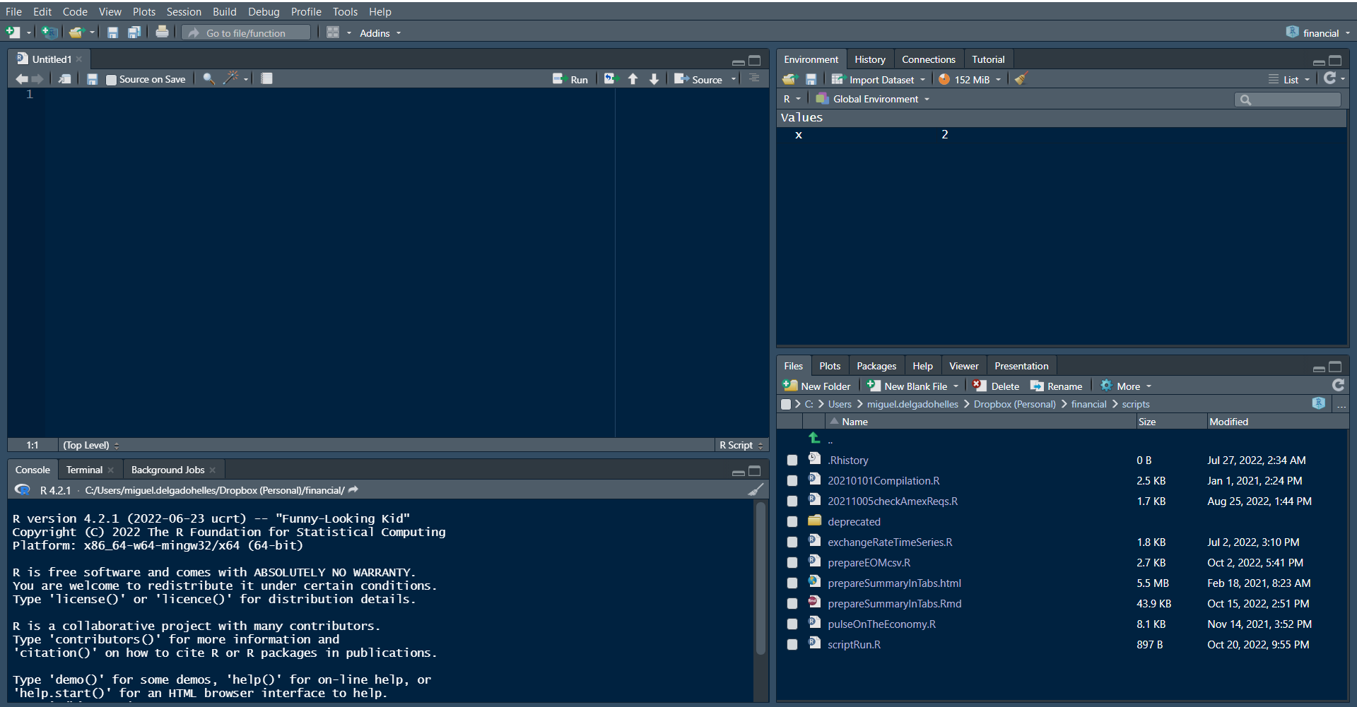 Screen shot of RStudio with a script open